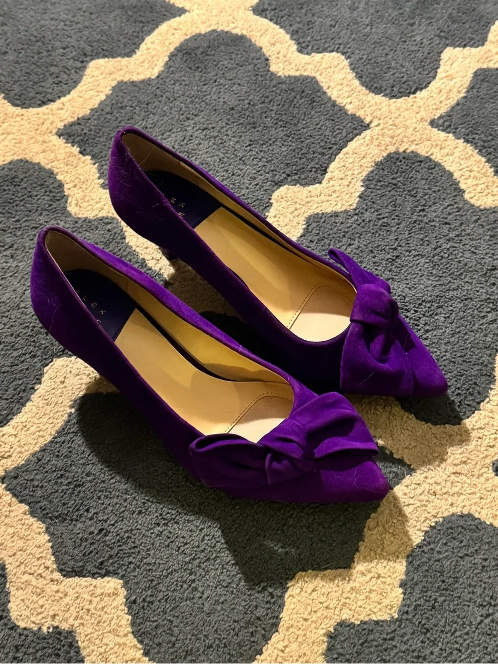 Alex Marie Violet Suede Knot-Accent Pointed Pumps